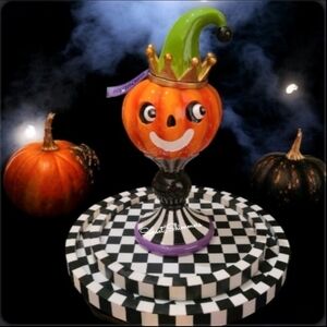 Mackenzie Style Jack Pumpkin Jestor Pedestal Light Halloween Figurine Decor New